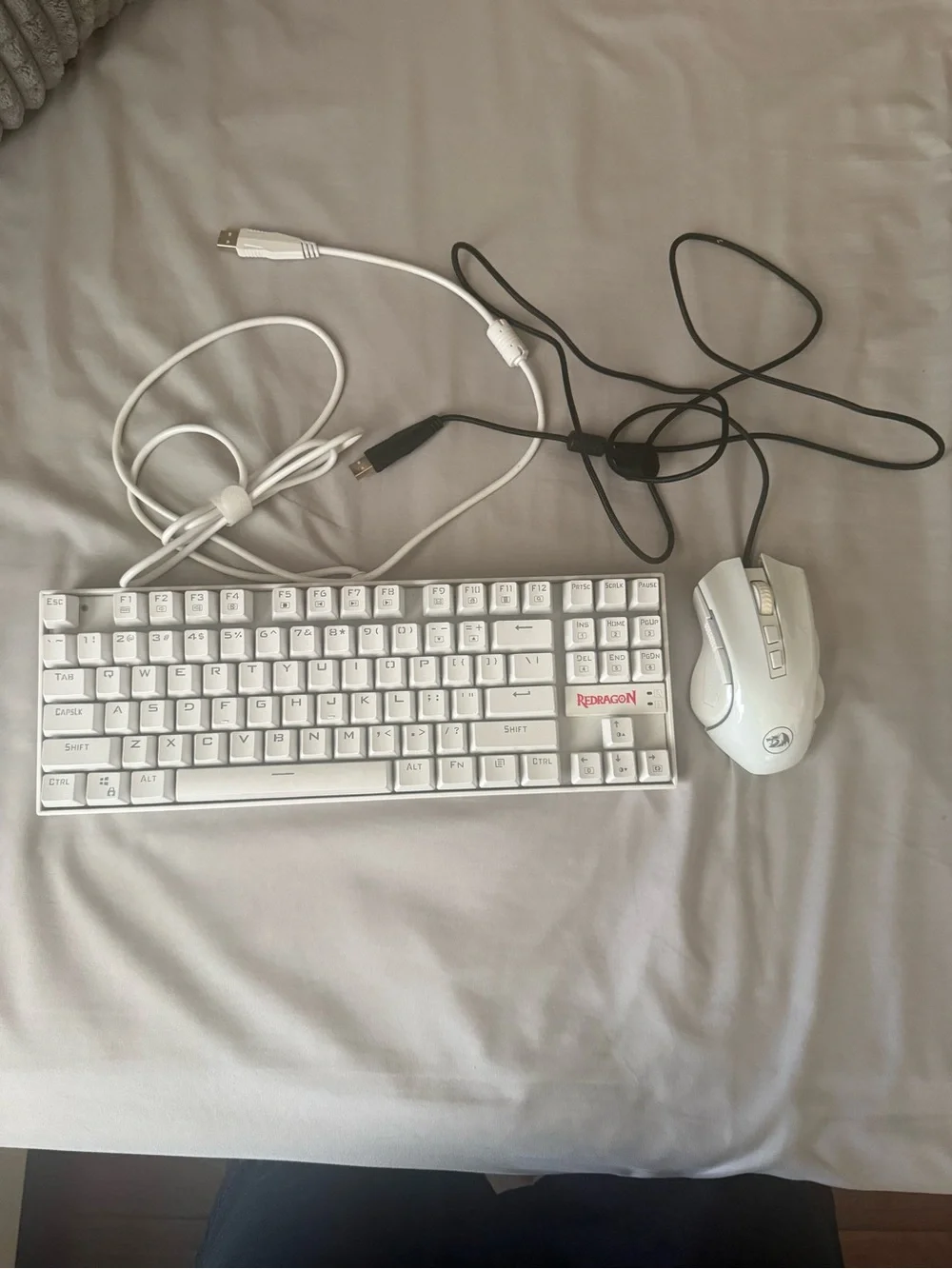 White Mechanical Keyboard and Mouse Combo
